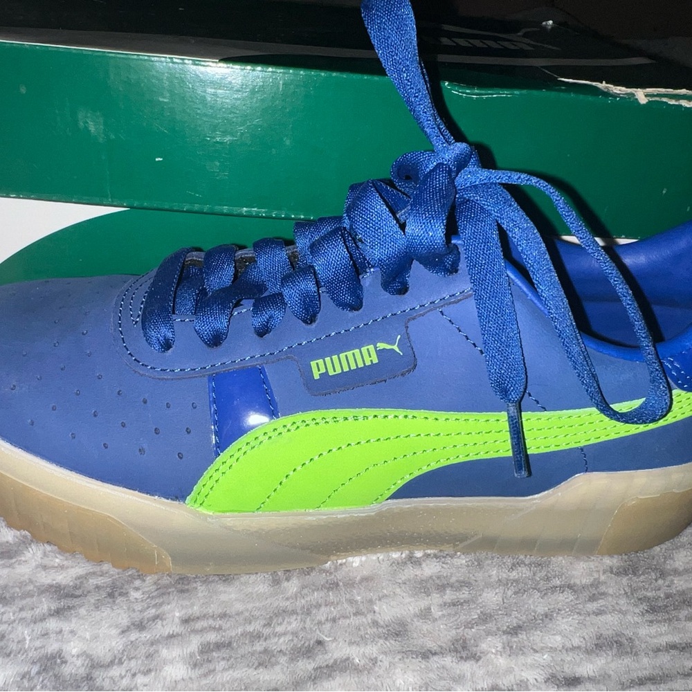 Puma Vibrant Blue and Neon Green Sneakers